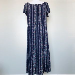 Old Navy • Off The Shoulder Navy Floral Midi Dress